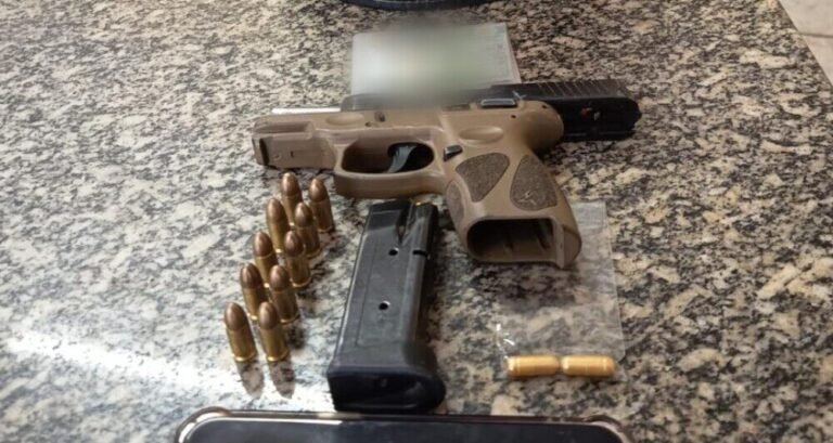 ROCAM apreende pistola 9 mm durante patrulhamento no bairro Aeroporto, em Mossoró