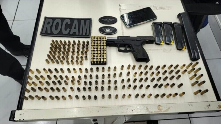 ROCAM prende homem com pistola 9mm e mais de 200 munições no bairro Nova Mossoró